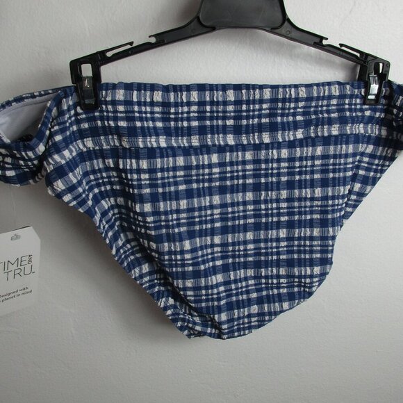 Time and Tru Bikini Top Womens XL Multi Seersucker Stretch Tie Shoulder Mid Rise - Picture 9 of 11